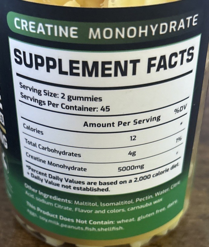 2x Happyummmm Creatine Monohydrate 5000MG 180Ct Gummies, Lemon Flavor