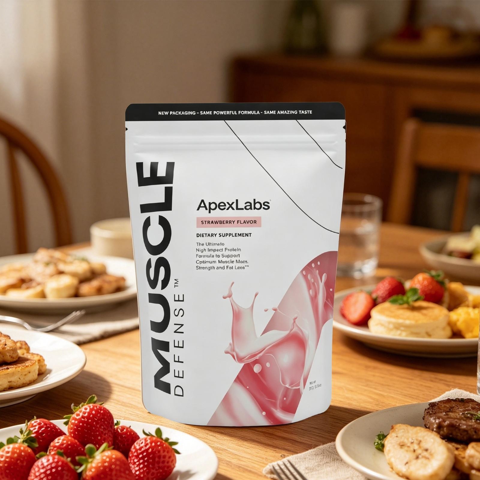 Muscle Defense Strawberry ApexLabs Muscle Mass Support Workout Supplement