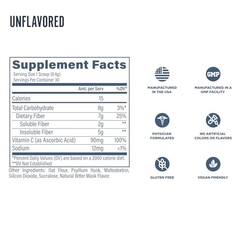 Revive MD Fiber Supplement Powder for Digestive Health – 11 oz, 30 Servings
