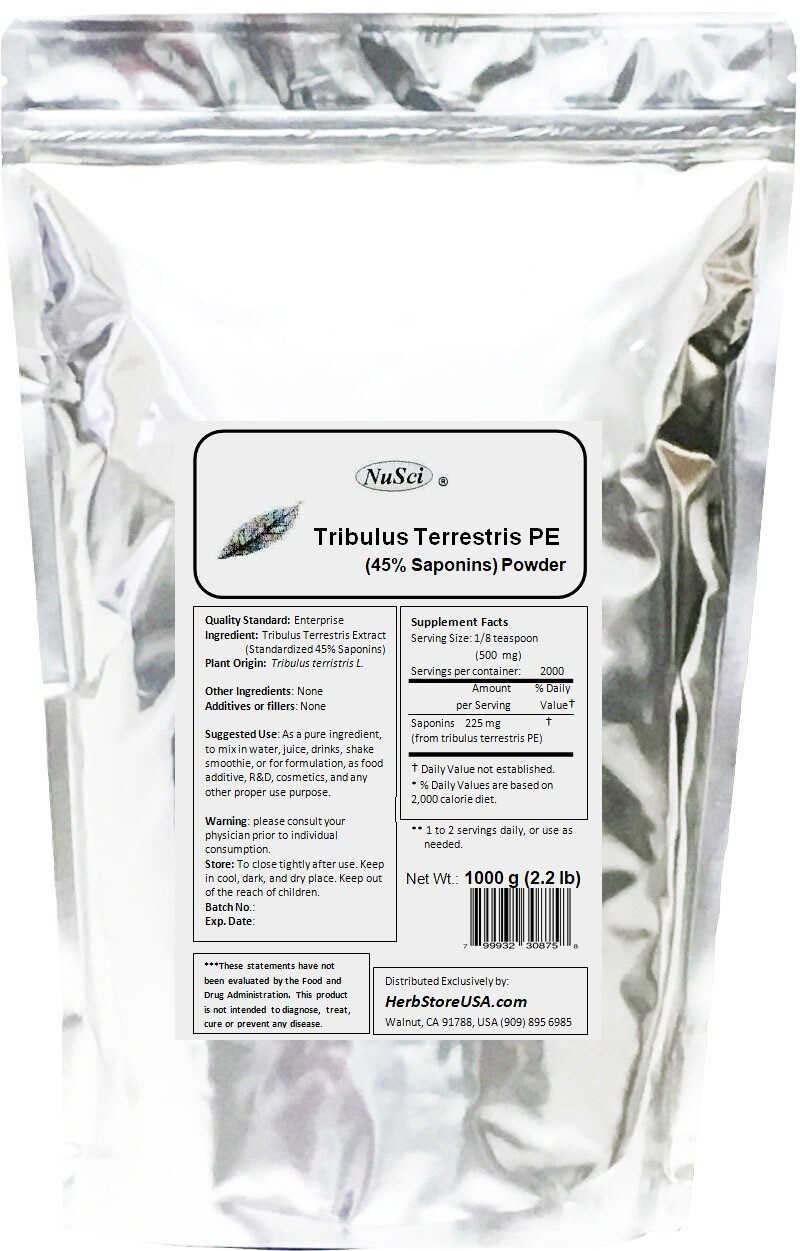 NuSci Tribulus Terrestris Powder 1000g (2.2 lb increase energy level
