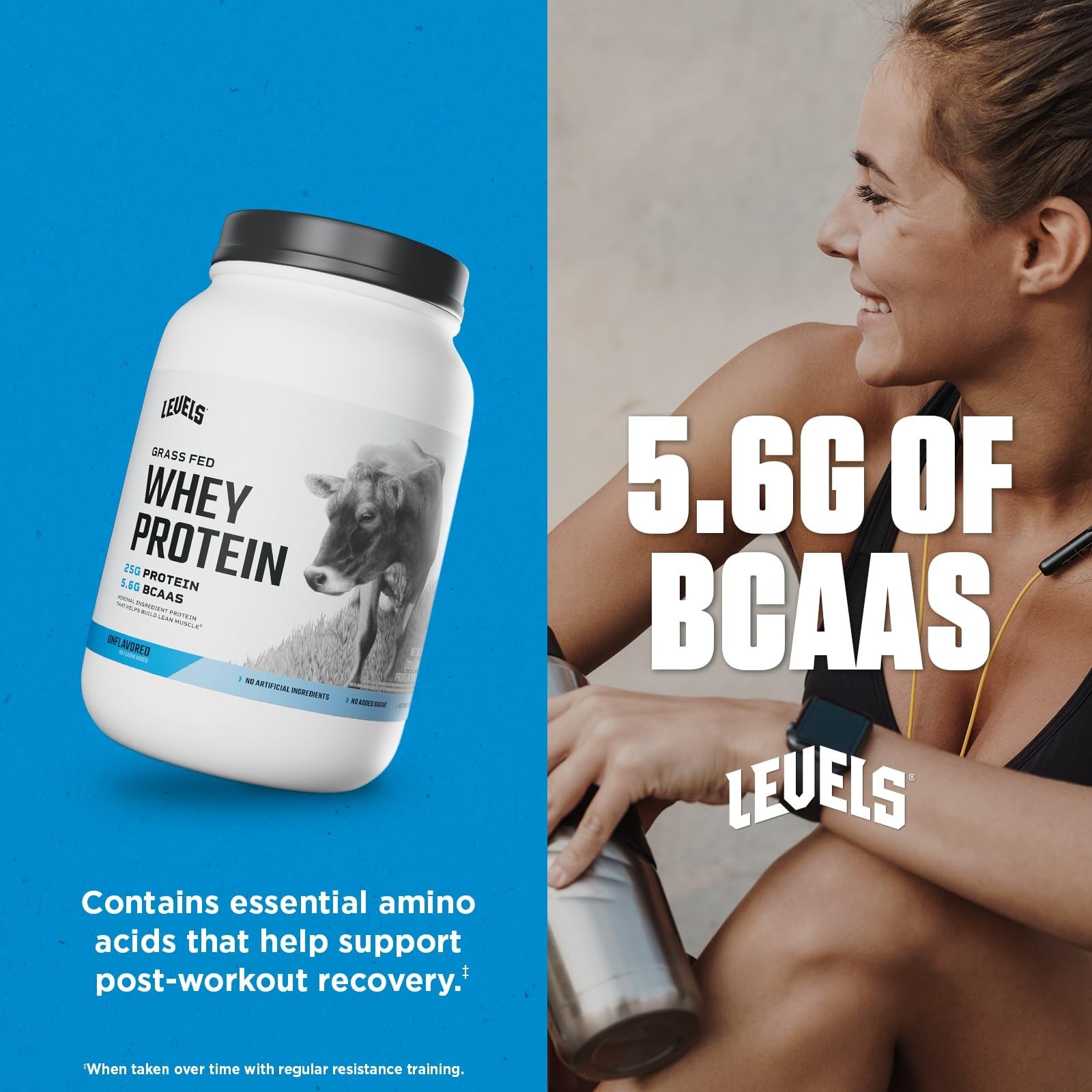 Levels Grass Fed Whey Protein Powder, No Artificials, 25G of Protein, Unflavo…