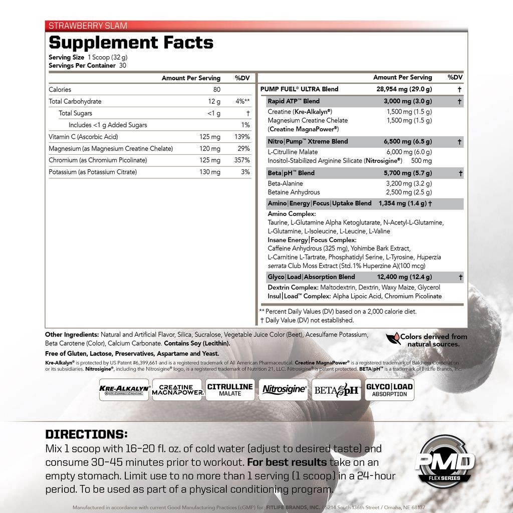 PUMP FUEL ULTRA INSANITY GLYCO LOAD PRE WORKOUT – Strawberry Slam (30 Servings)