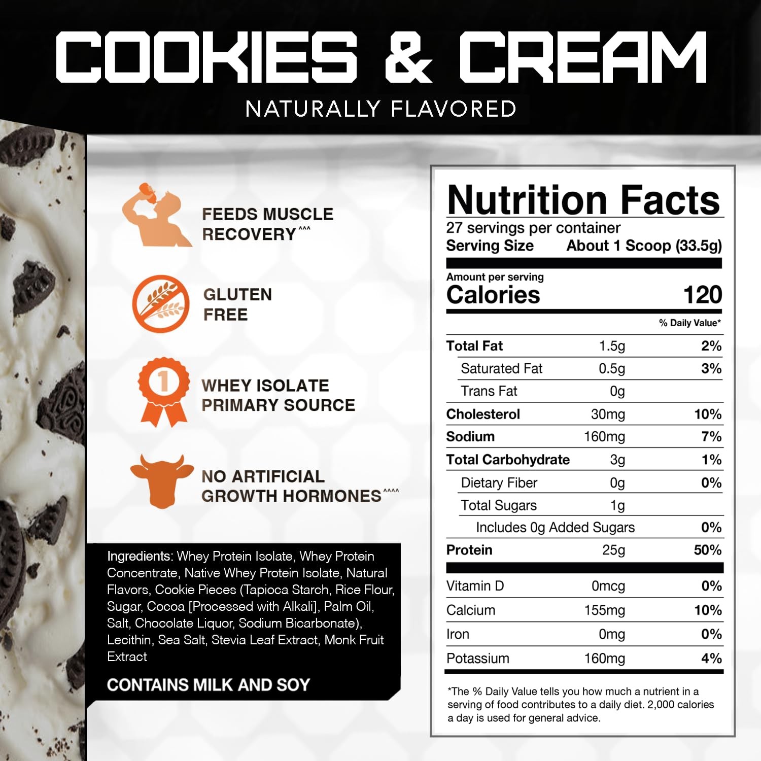 Naturally Flavored Rival Whey – Cookies and Cream 2lb