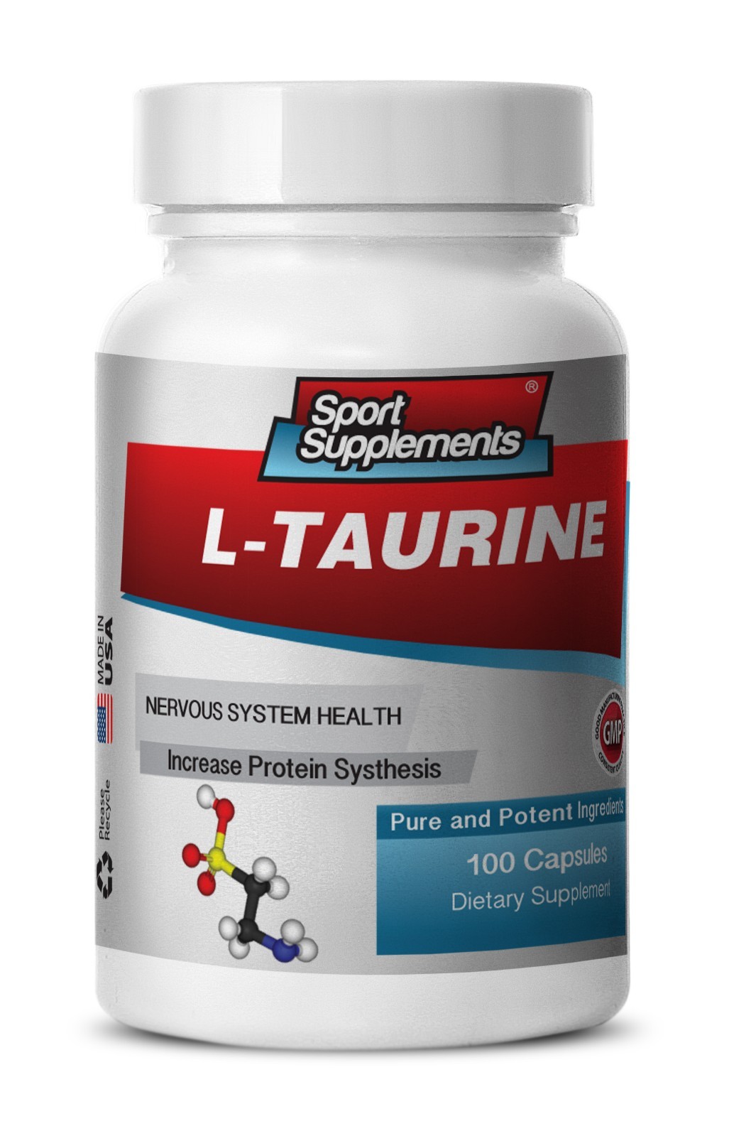 Amino Acid Supplement – L-Taurine 500mg – Keep Your Brain Alert Pills 1B