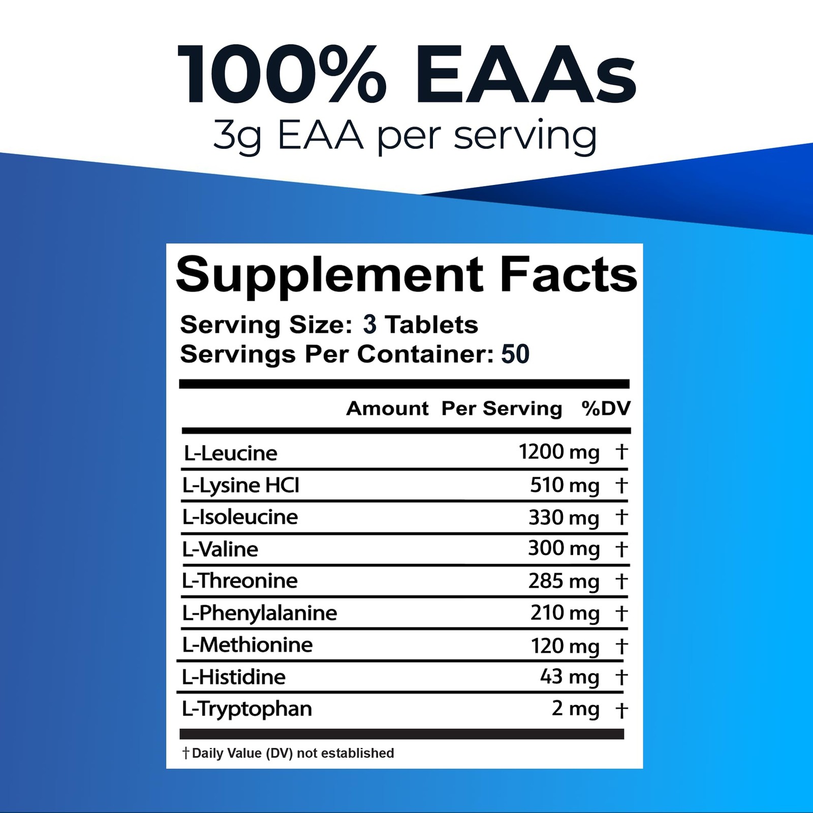 100% Essential Amino Acids for Cutting, Fasting & Workouts – 150 Tablets