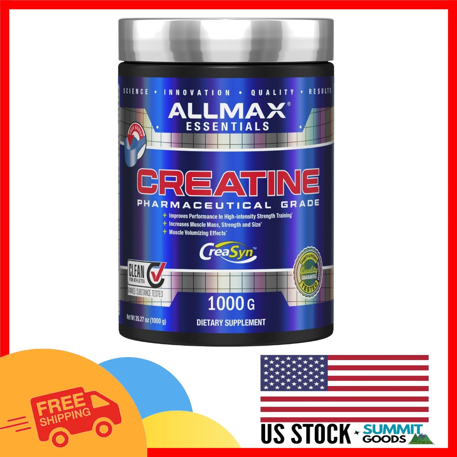 Micronized Creatine Powder – Unflavored & Clean Supplement | 200 Servings, 1000g