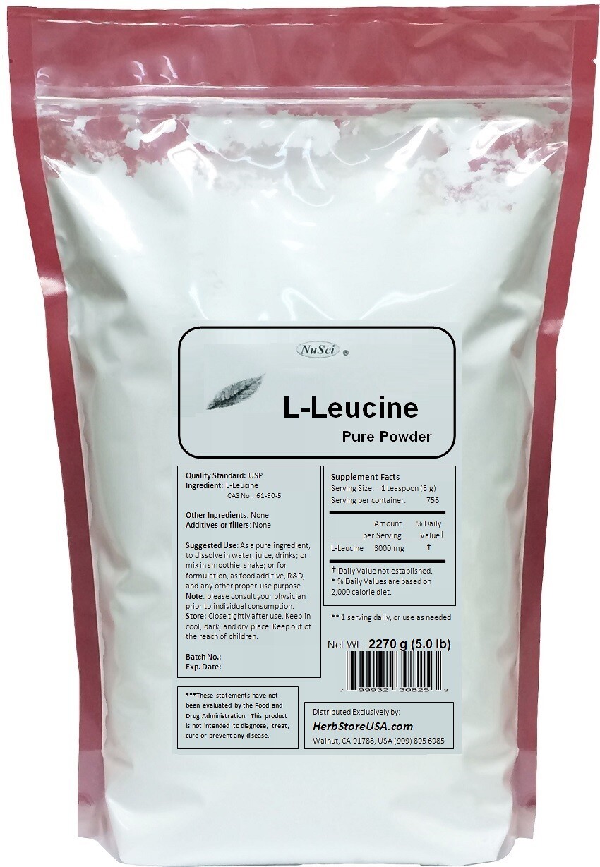 NuSci 100% Pure L-Leucine BCAA powder 1000g (2.2lb) Leucine BCAA