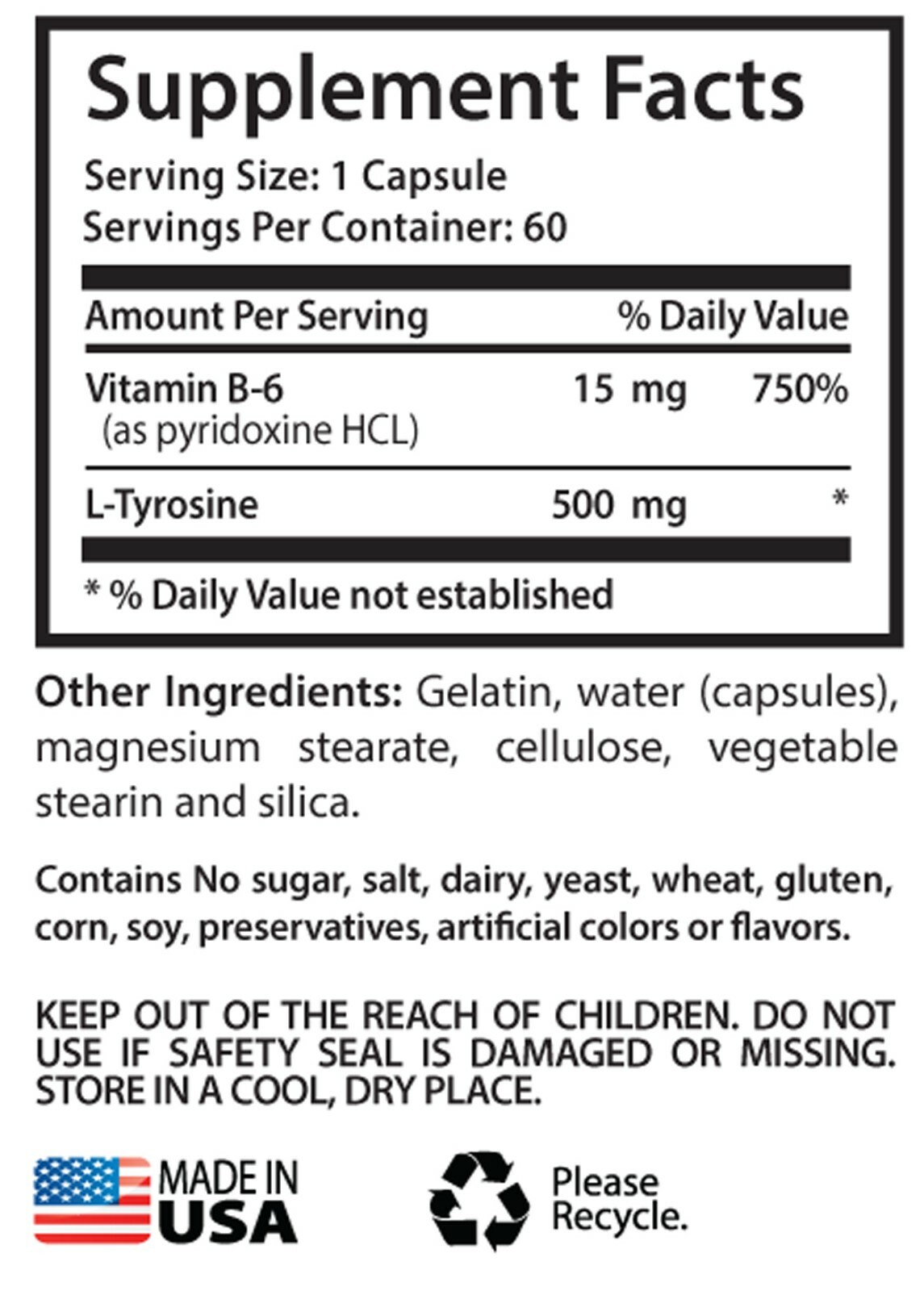 mood enhancing supplements for men – L-TYROSINE 500MG – tyrosine powder 3B