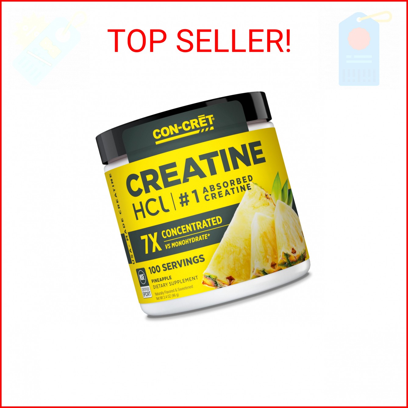 CON-CRET Creatine HCl Powder | Muscle, Cognitive, Cellular Energy Support | No B