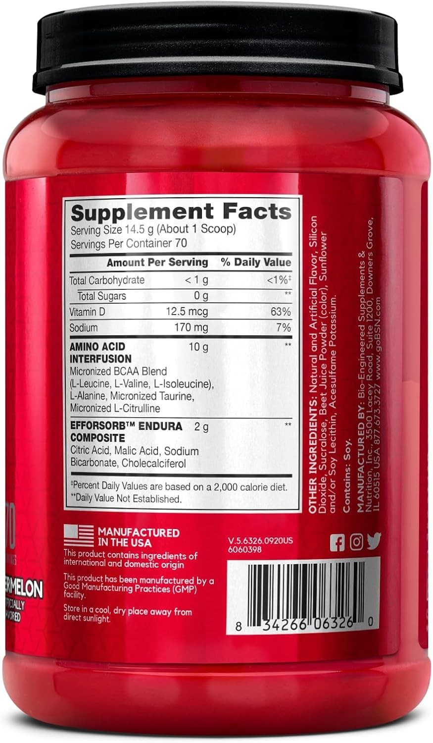 Watermelon BCAA Recovery Powder, 70 Servings – Enhance Endurance & Recovery