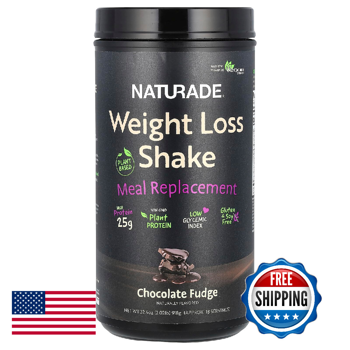 Naturade Plant-Based Weight Loss Shake 25G Protein 6G Dietary Fiber Soy