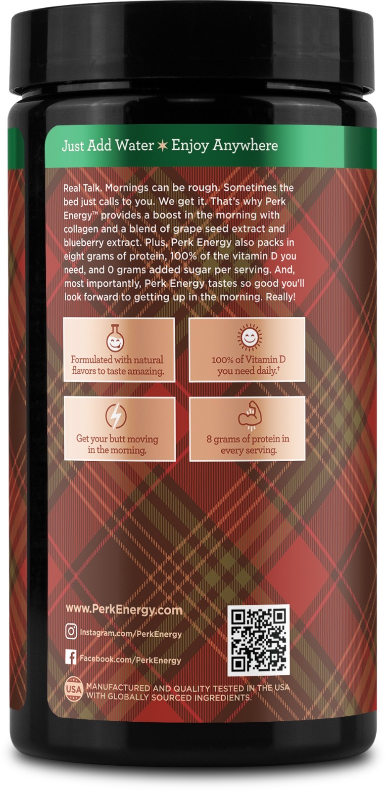 Perk Energy Original Drink Mix (English Toffee) Holiday Edition – 100mg Caffeine