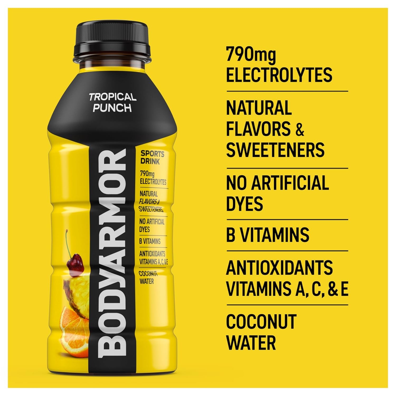 BODYARMOR Sports Drink Beverage, Tropical Punch, 16 Ounce (Pack of 12)