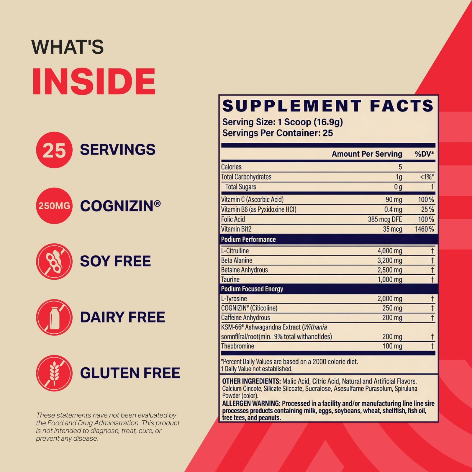 Pre Workout Powder for Energy & Focus – 200mg Caffeine, L-Citrulline, Beta Alani