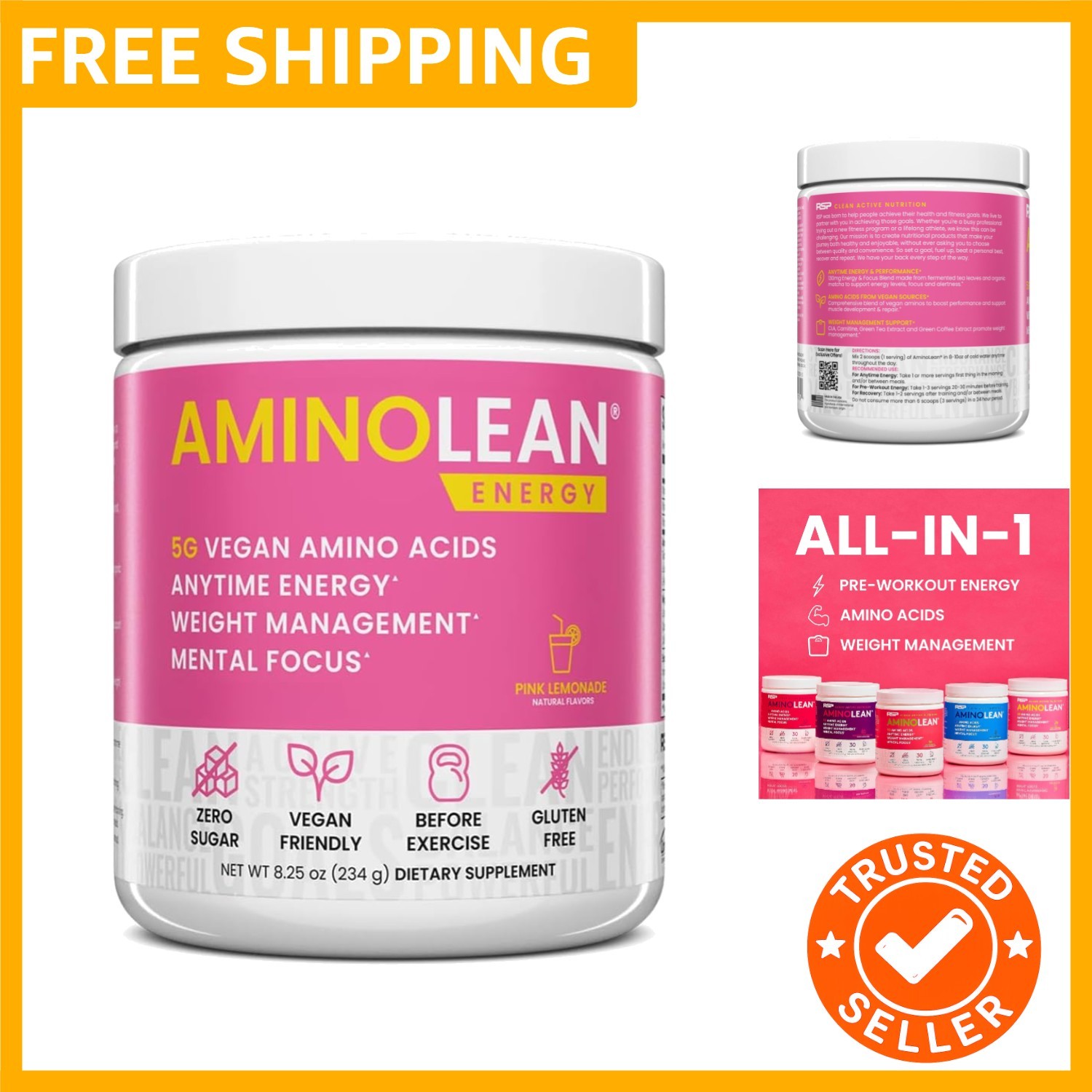 AminoLean Pre Workout Powder, Amino Energy & Weight Management with BCAA Ami…