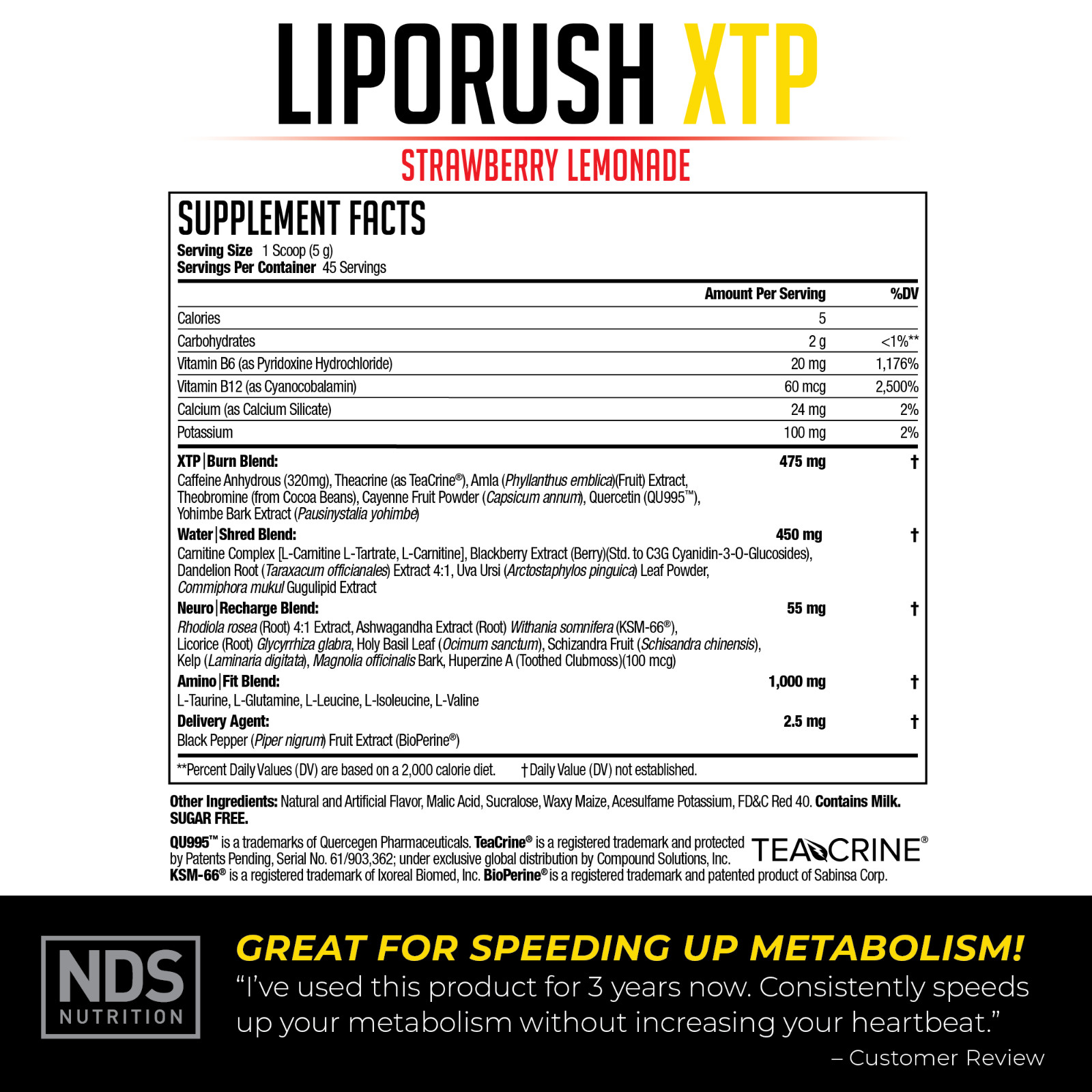 LipoRush XTP Thermogenic Fat-Burning Powder – Strawberry Lemonade / 45 Servings