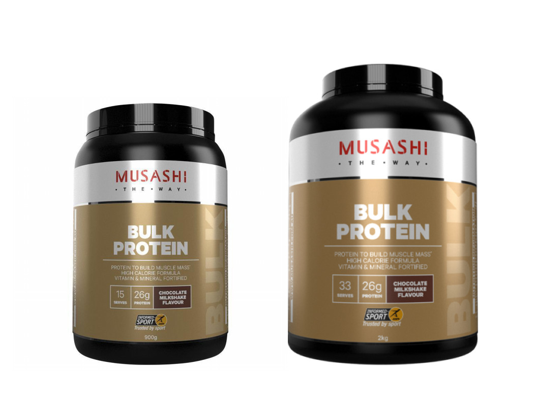 New Musashi Bulk Protein Powder Chocolate Milkshake Flavour 900g – 2KG Range