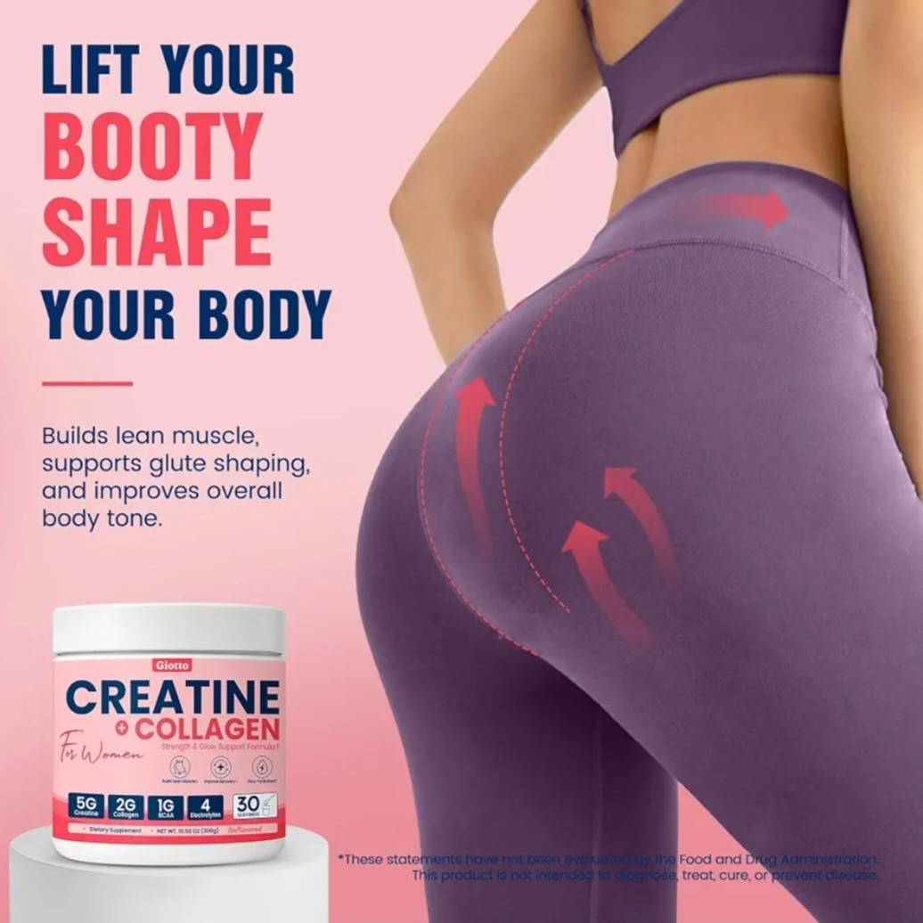 Giotto Creatine for Women Micronized Monohydrate Powder Collagen BCAAs 30 Serve