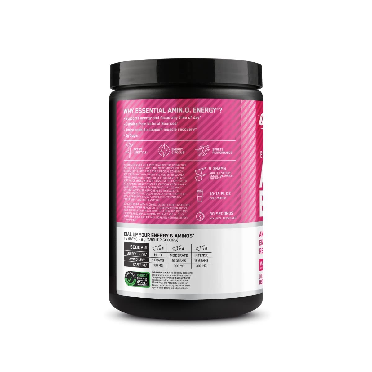 Amino Energy Powder – Pre Workout with BCAA, Green Tea & Coffee Extract, Keto, W