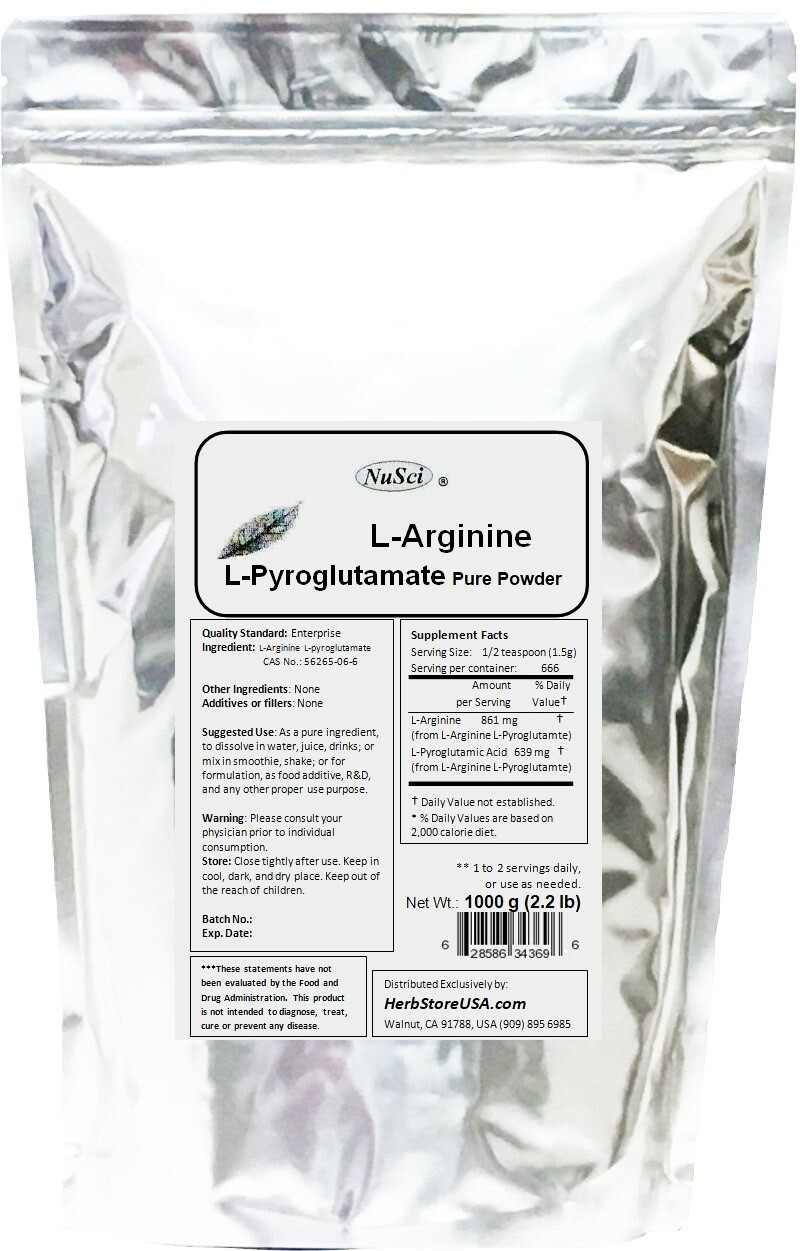 NuSci L-Arginine L-Pyroglutamate Pure Powder 1000g(2.2LB memory cognition better