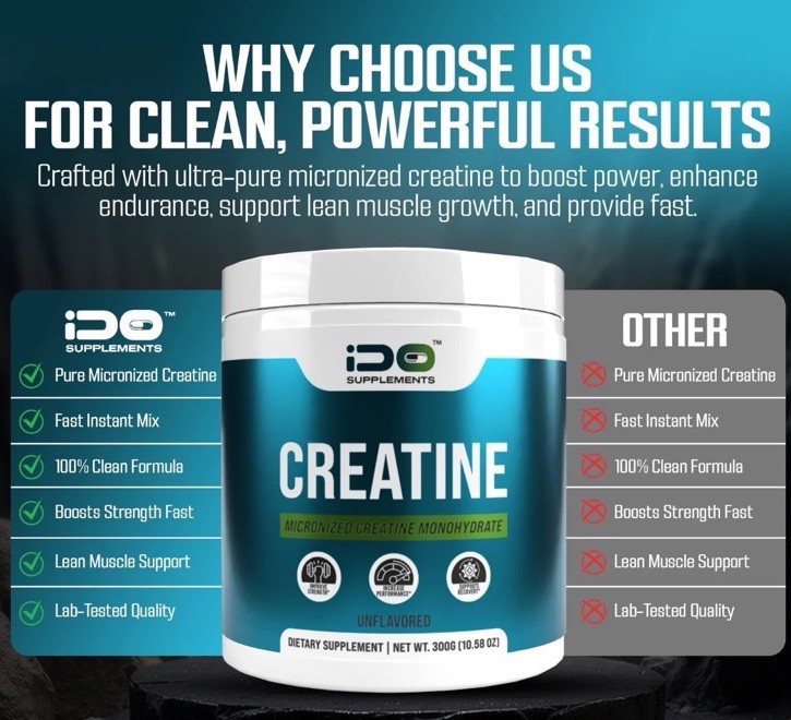 iDo Supplements Creatine Monohydrate 300g -Micronized -Pure & Unflavored