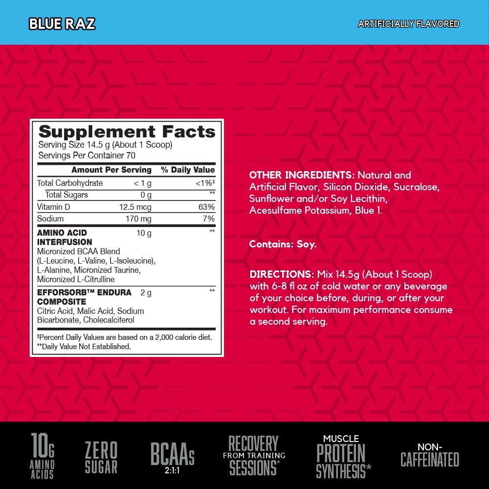 BSN Amino X Muscle Recovery Endurance Powder with BCAAs, 10 Grams of Amino