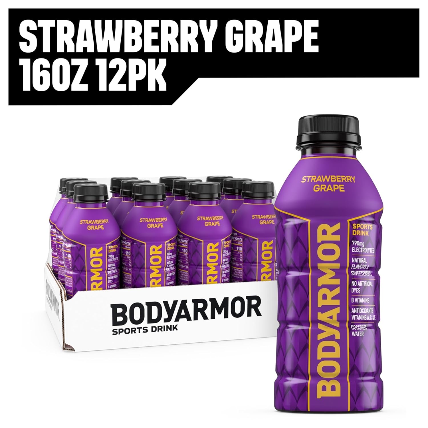 BODYARMOR Sports Drink Beverage, Strawberry 16 Ounce (Pack of 12)