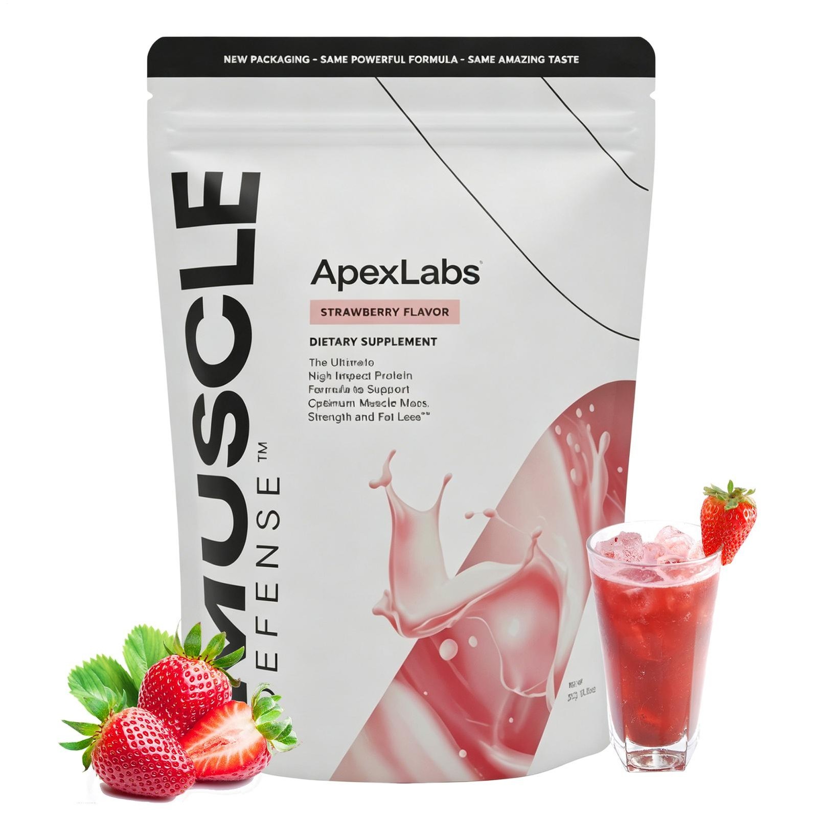 Muscle Defense Strawberry ApexLabs Muscle Mass Support Workout Supplement