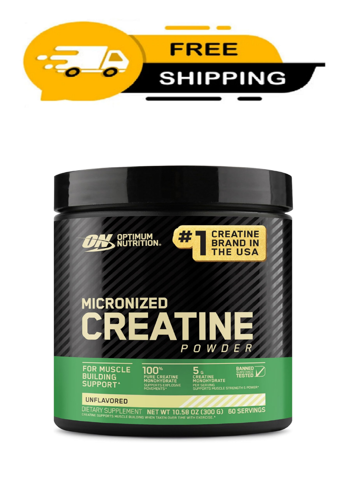 Optimum Nutrition Micronized Creatine Monohydrate Powder, Unflavored, 60 Serving