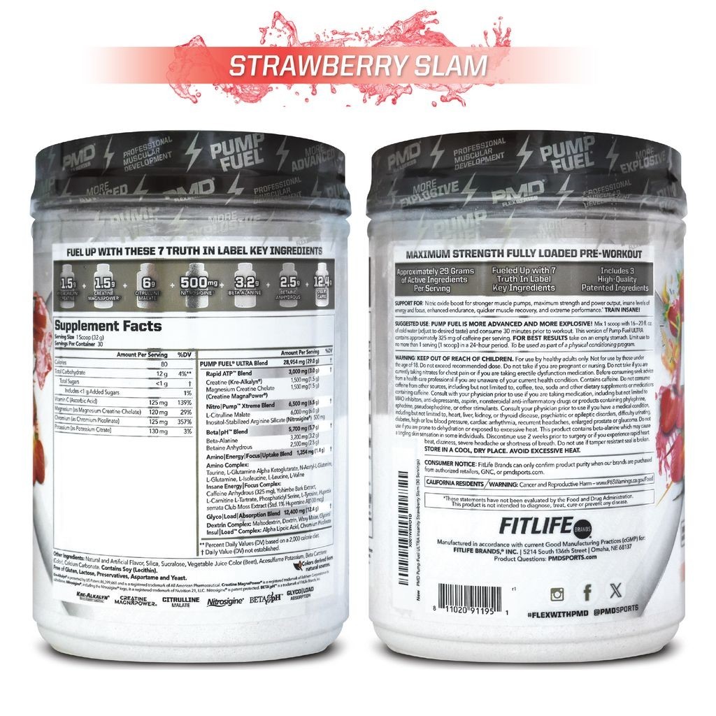 PUMP FUEL ULTRA INSANITY GLYCO LOAD PRE WORKOUT – Strawberry Slam (30 Servings)