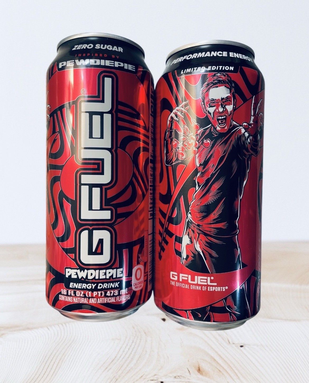 2x NEW G Fuel Pewdiepie Energy Drink Full Cans 16 fl oz Limited Edition Lot RARE