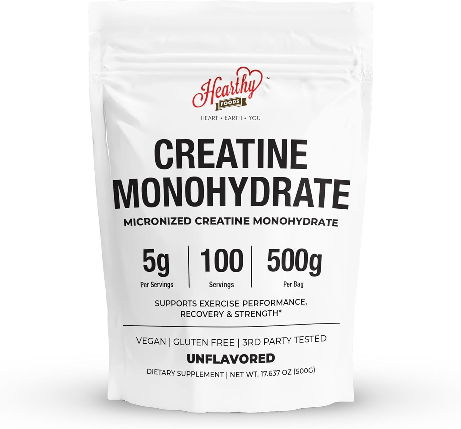 Creatine Monohydrate Micronized Powder 500G – 100 Servings, 5000Mg per Serving (
