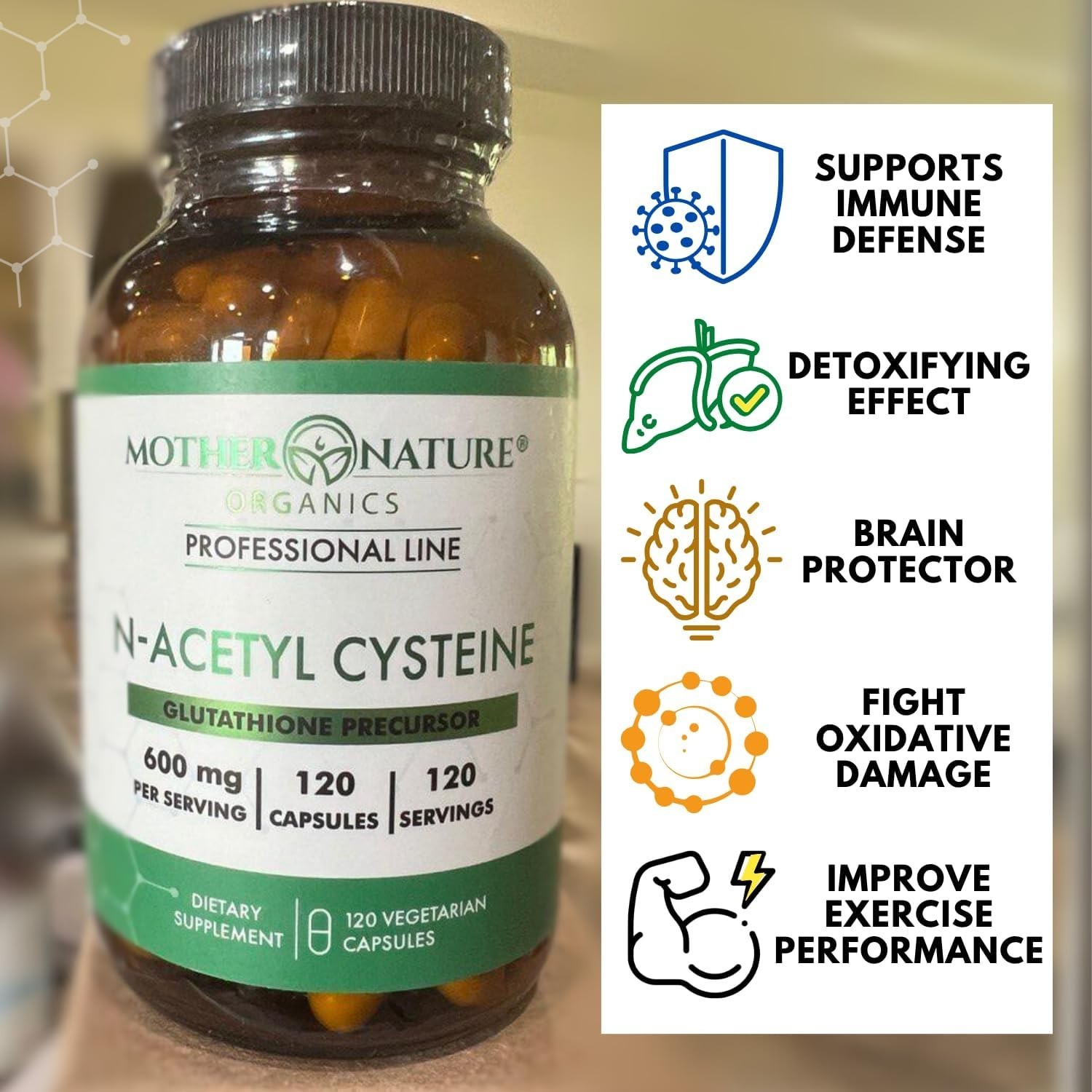 MNO NAC 600mg N-Acetyl Cysteine, 120 Count, Glass Bottle Antioxidant | Glutat…