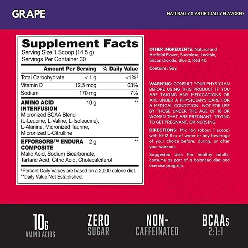 Amino X Muscle Recovery & Endurance Powder with Bcaas, 10 Grams of Amino Acid…