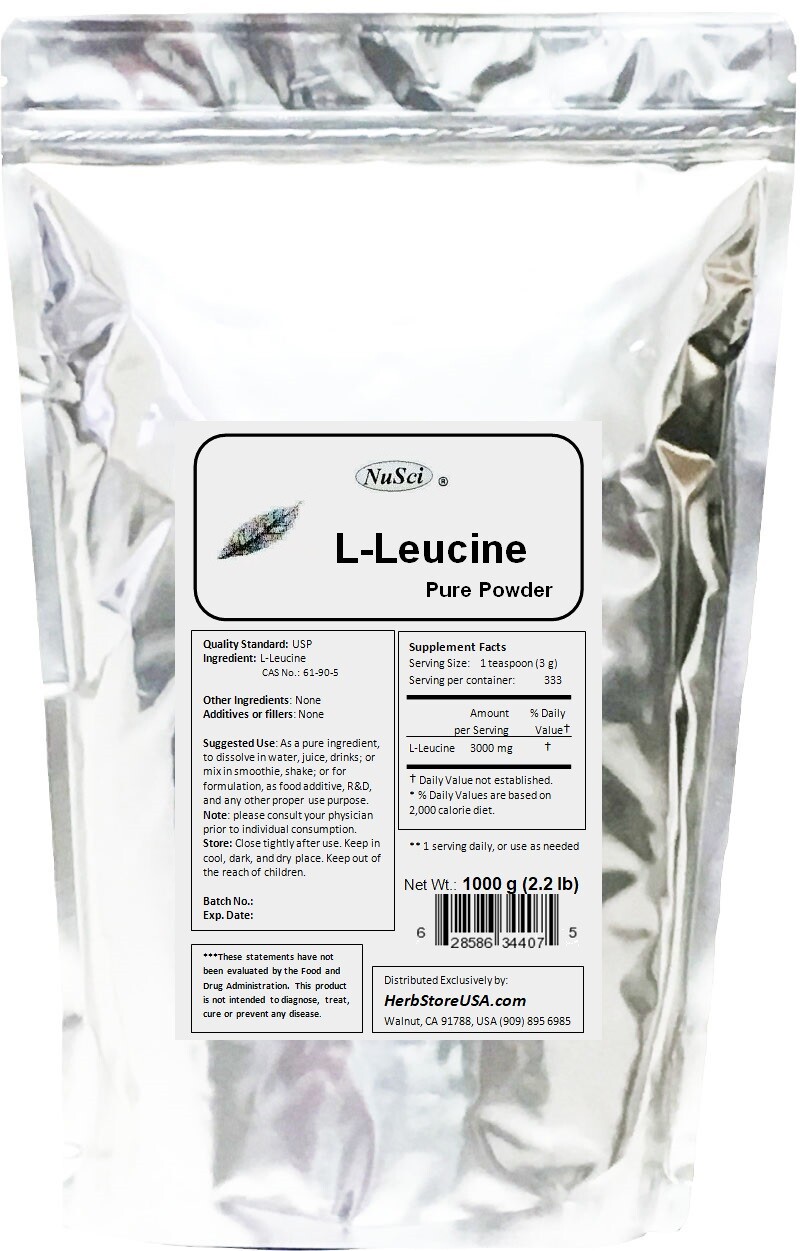 NuSci 100% Pure L-Leucine BCAA powder 1000g (2.2lb) Leucine BCAA