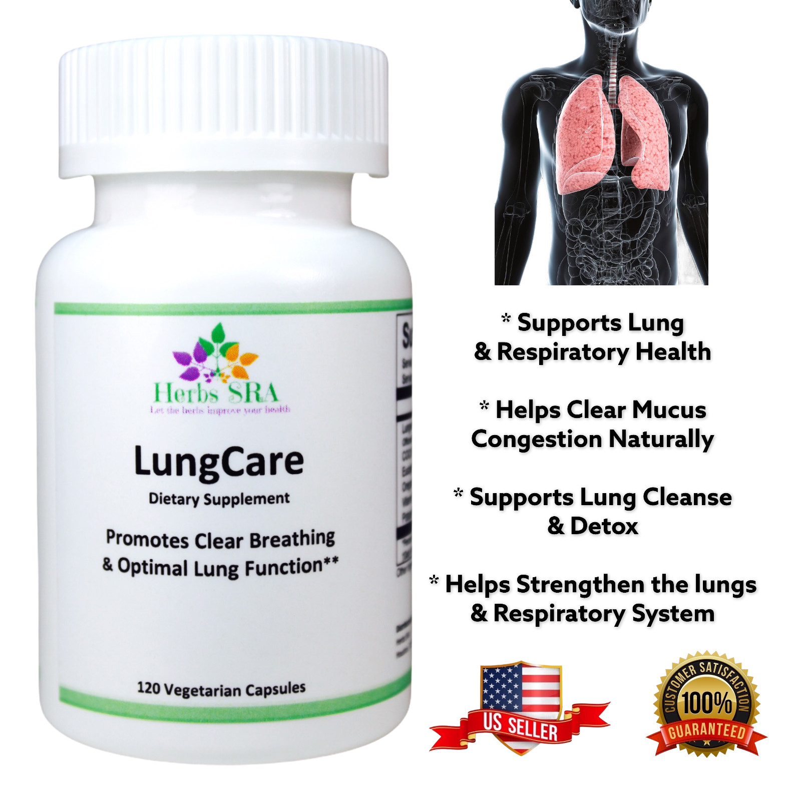 LUNGWORT, EUCALYPTUS, CoQ10 formula, 120 Capsules, Biomedical Natural Formula.