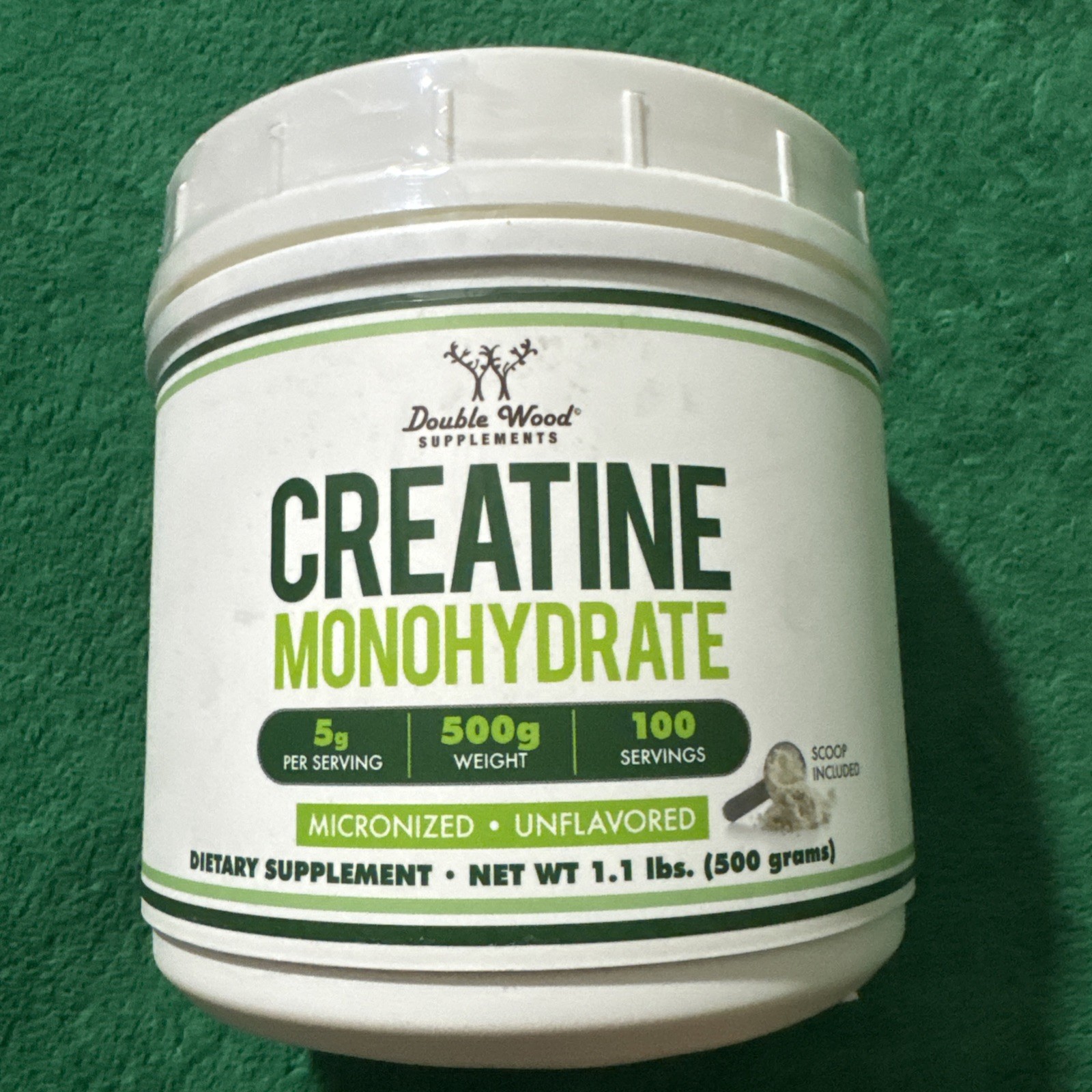 Double Wood Supplements Creatine Monohydrate Powder 1.1Lbs Exp: 10/27