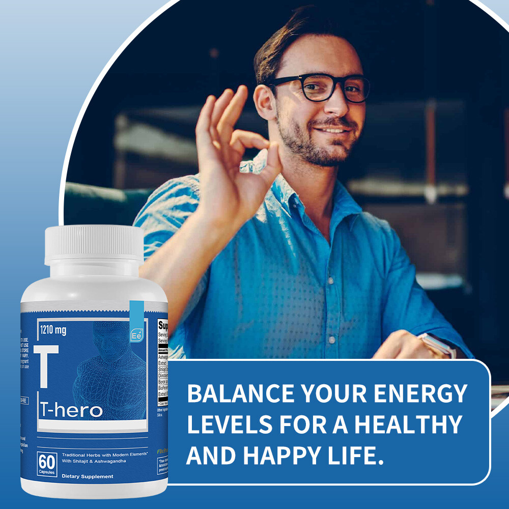 Essential Elements T-Hero Men’s fitness Capsules 1210mg – Balanced Energy Levels