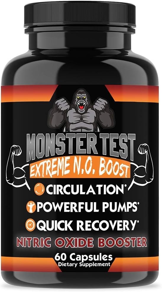 Monster Test Nitric Oxide Booster Capsules – Extreme N.O Boost for Powerful and