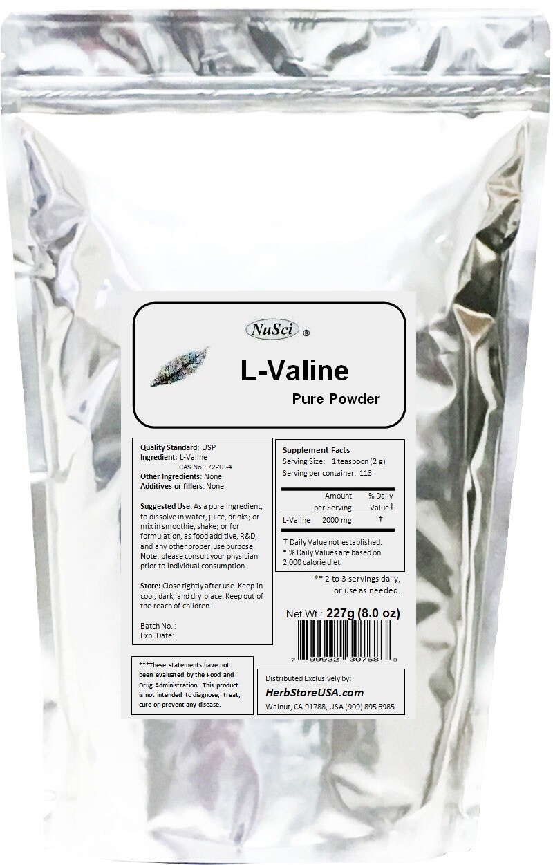 NuSci 100% pure L-Valine powder 8 oz (227g) Valine BCAA Muscle building