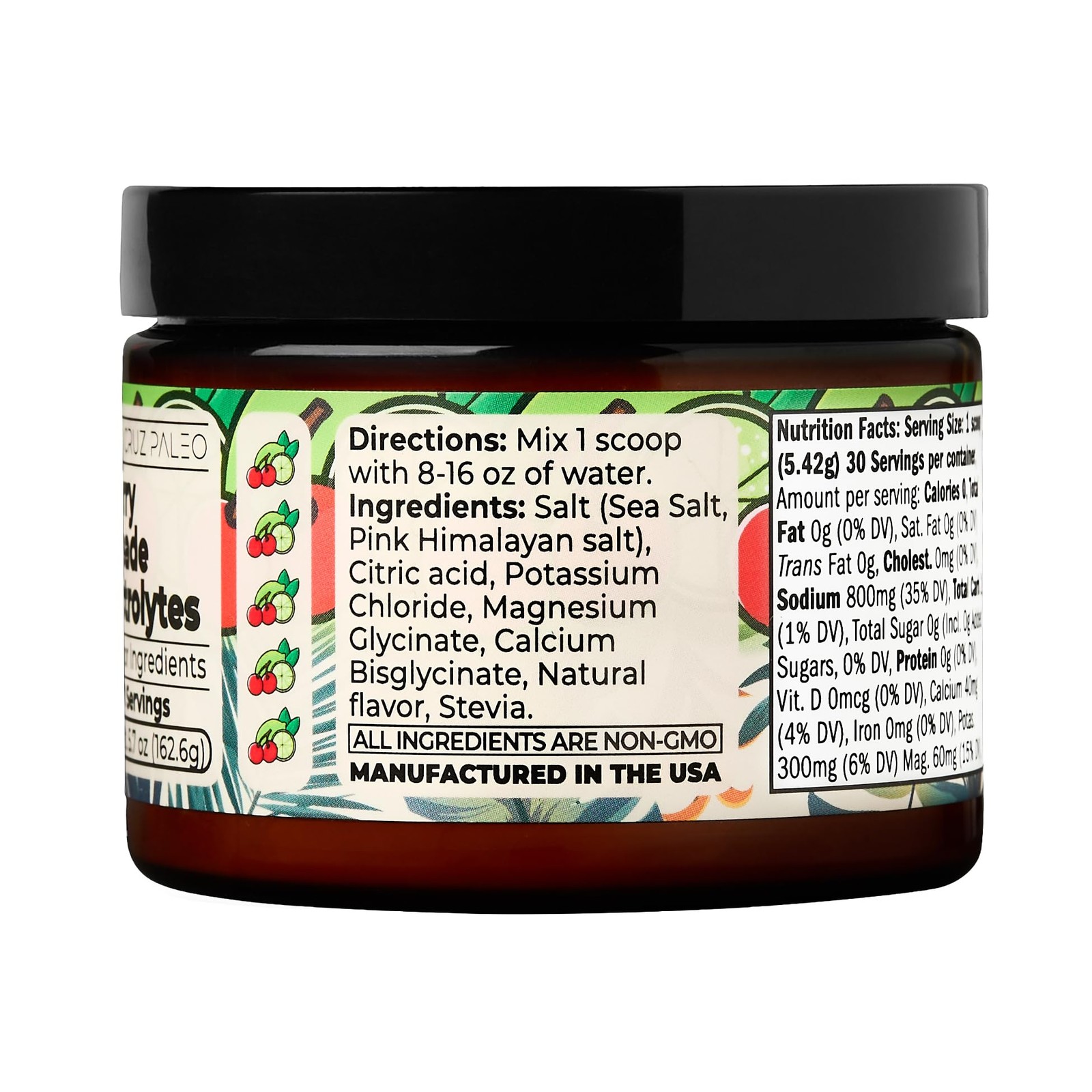 Santa Cruz Paleo Electrolyte Powder Cherry Limeade Sugar Hydration Drink Mix