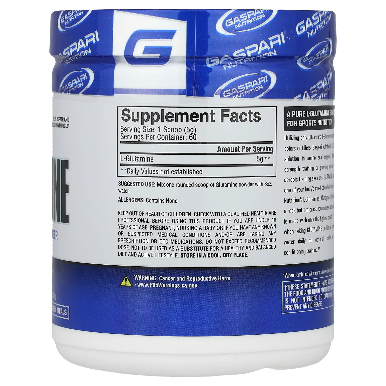 Glutamine, Unflavored, 10.58 oz (300 g)