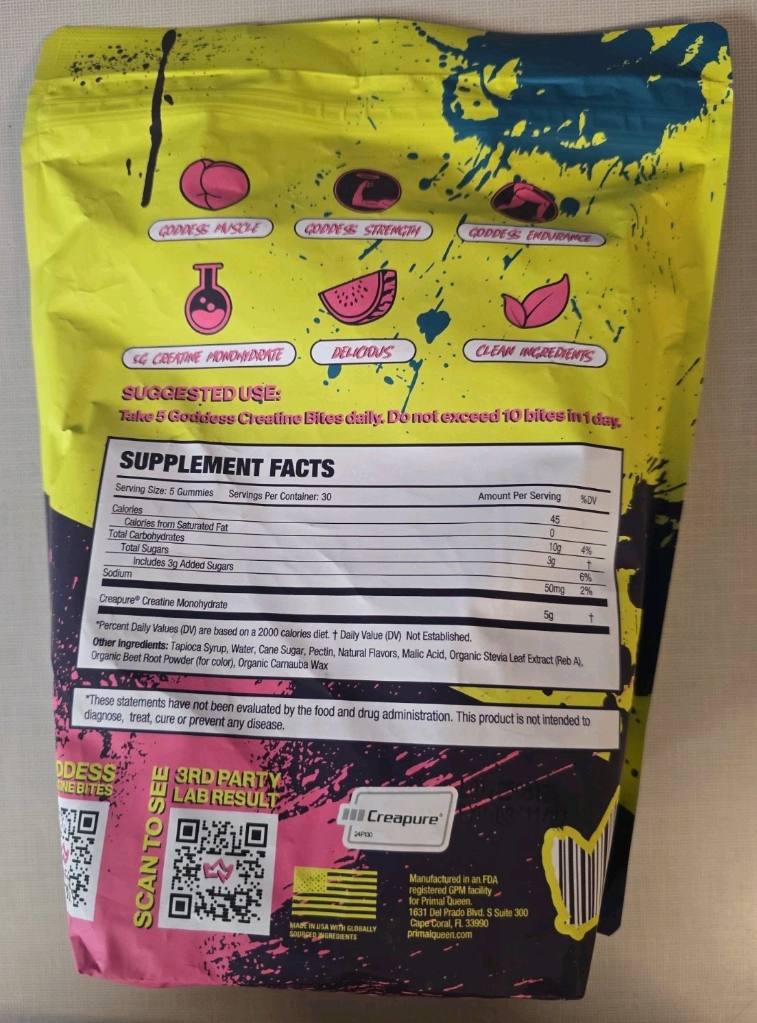 NEW Primal Queen Creatine Bites Watermelon 1+ Month Supply Workout Supplement
