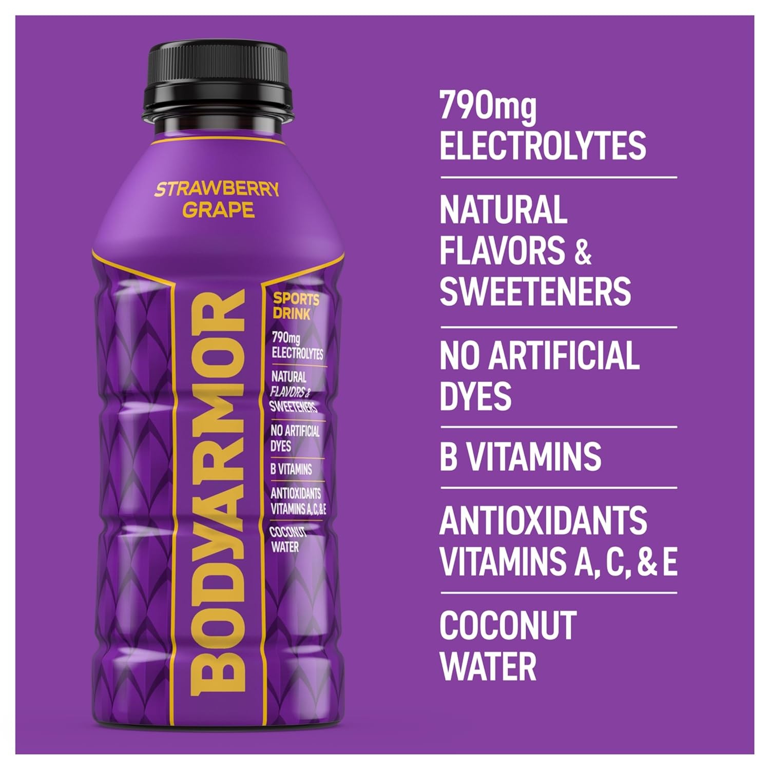 BODYARMOR Sports Drink Beverage, Strawberry 16 Ounce (Pack of 12)