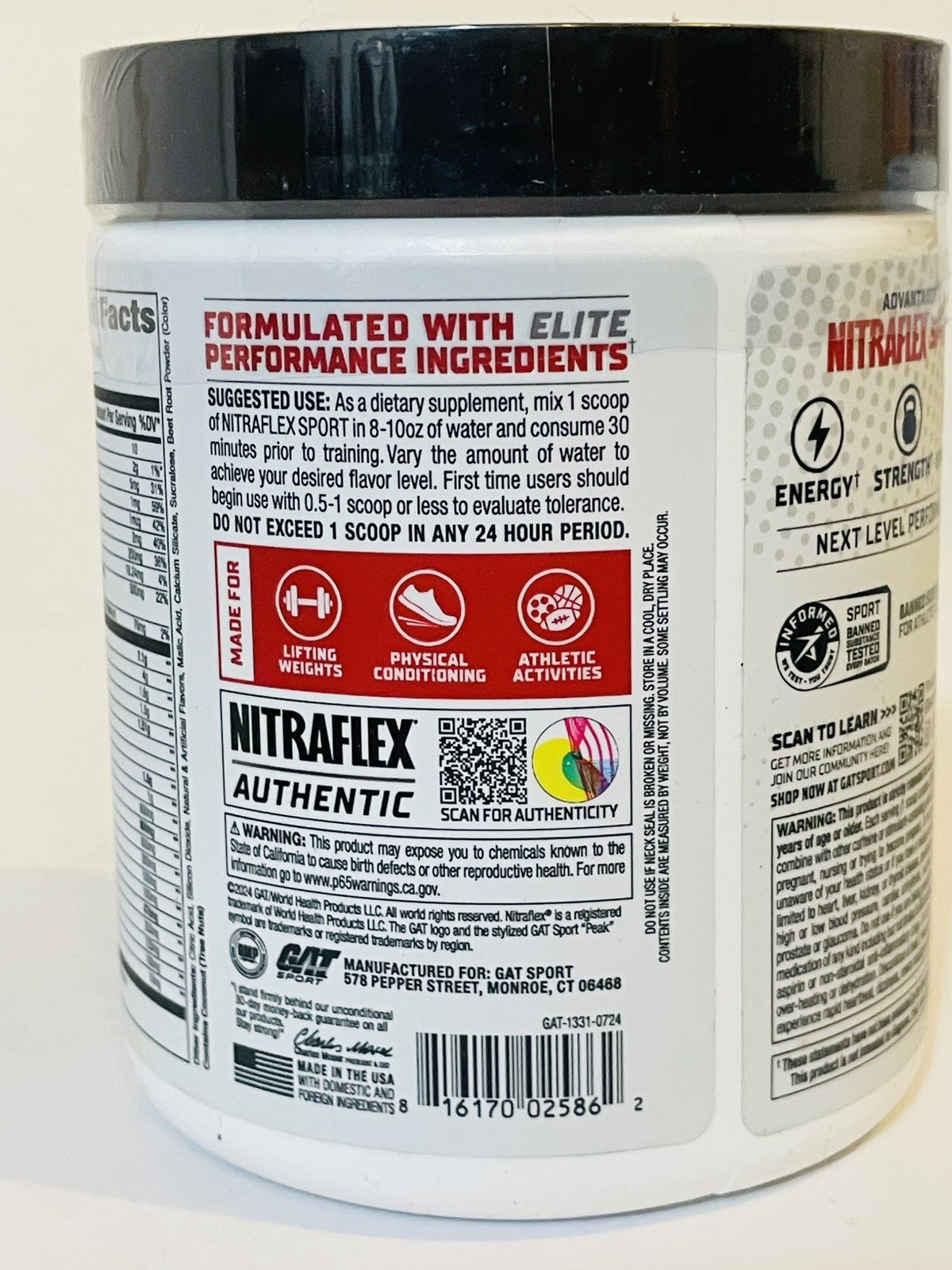 GAT Sport Nitraflex Pre-Workout ~Fruit Punch 10.74oz Exp 7/2027