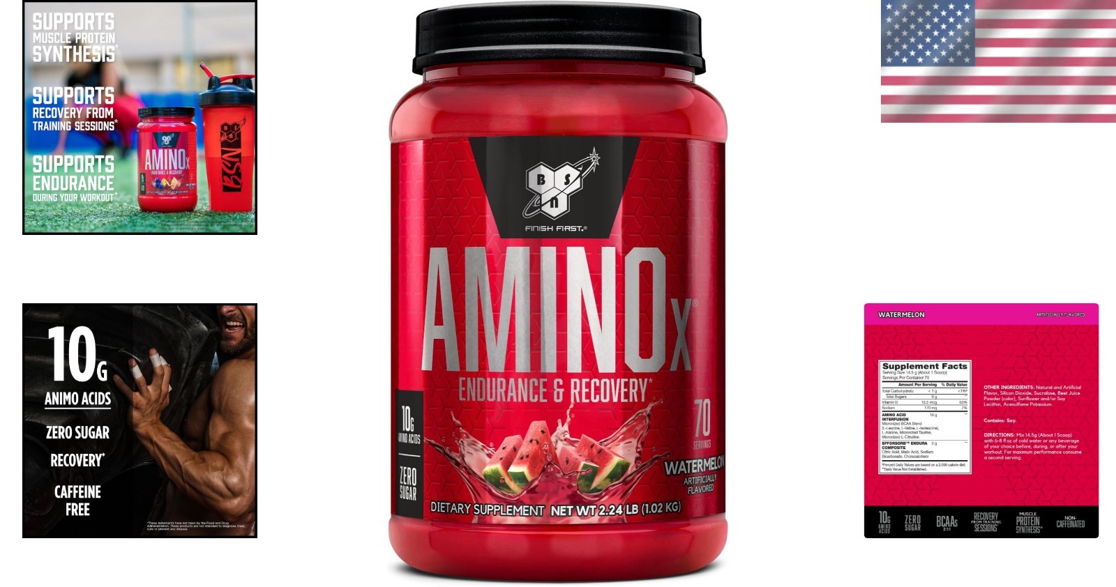 Watermelon BCAA Recovery Powder, 70 Servings – Enhance Endurance & Recovery