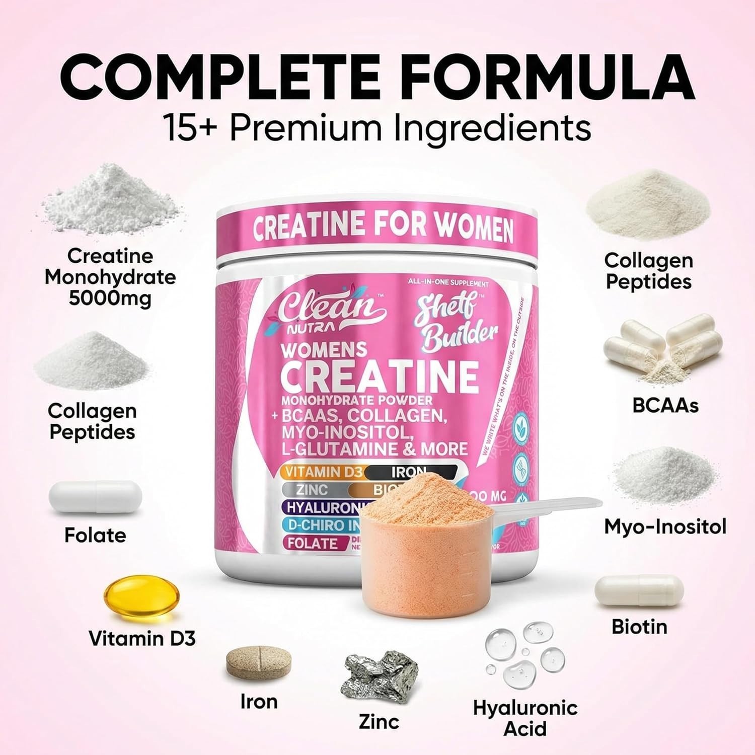 Creatine for Women Monohydrate + BCAA Powder Myo-Inositol Collagen Biotin