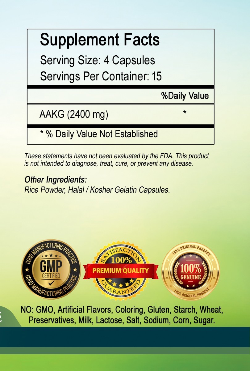 AAKG Alpha Ketoglutaric Acid Capsules 2400mg Per Serving – Ship from USA ”